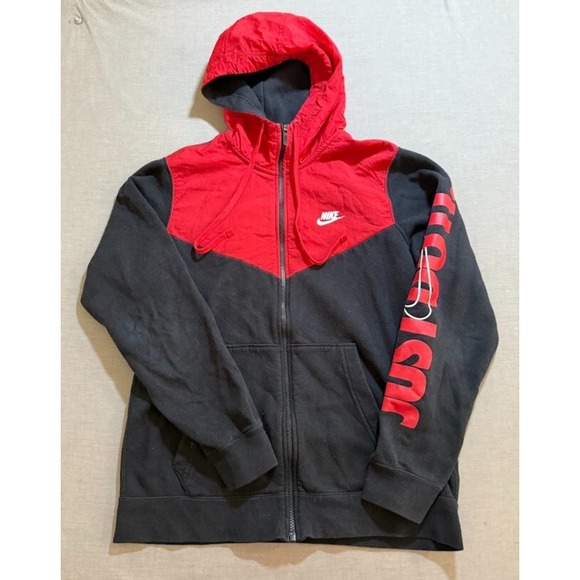 Nike Other - Nike Just Do It Sweatshirt Adult Small Black Red Zip Long Sleeves Hoodie.